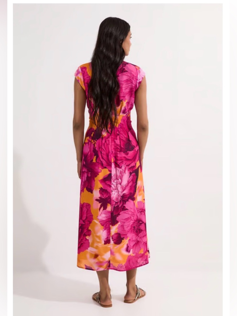 NWT Karen Millen Bold Abstract Floral Tie Neck All Occassion Summer Midi Dress 6 - Picture 12 of 13